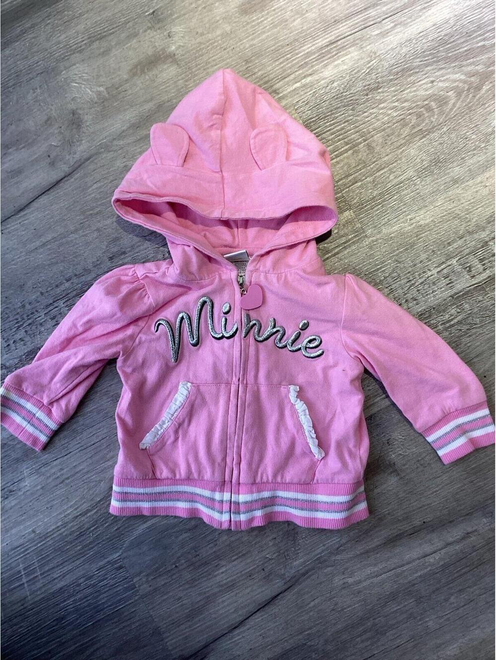 Disney Minnie Mouse pink zip up hoodie with ears and sparkle design size 6 month